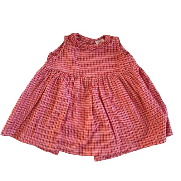 OLILY LAYERING APRON OR DRESS SZ 12 mo PLAID BUTTON BACK - Picture 1 of 3